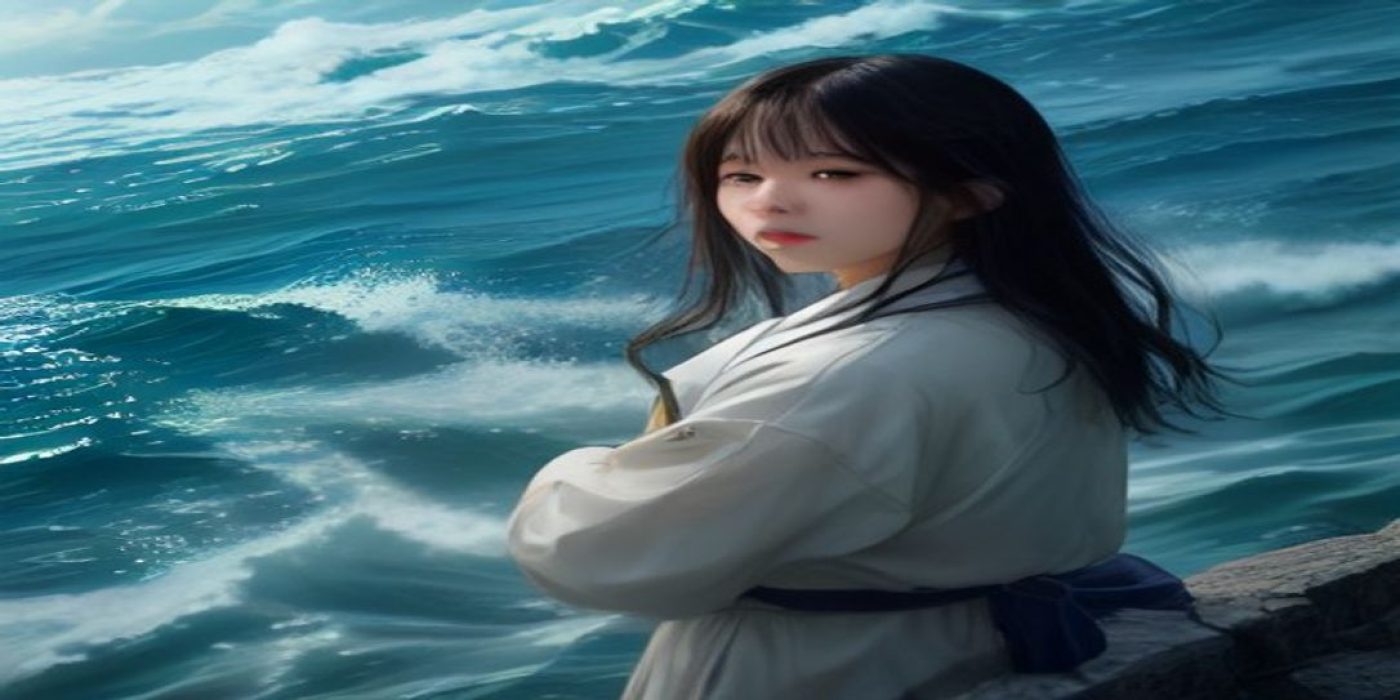 第一次的辣妹作品视觉海报，橙色与石墨灰高饱和渐变背景下，辣妹风格动漫女主角充满活力地站立，画面充满青春动感与潮流感